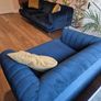 Navy velvet sofa and love arm chair Image 3