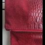 Red Italian Suede Croc-Effect Leather Crossbody Bag Clutch Image 4