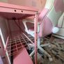 L Shaped Desk with Power Outlets & LED Lights & Pink Gaming Chair for Girls Image 8