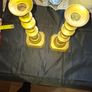 Beautiful Pair of Brass Candlesticks have a distinctive shape with a stacked, diamond-like or beehive styled stem and a sturdy hexagonal base, Postage Available Image 2