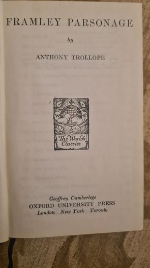 Framley Parsonage By Anthony  Trollope. Hardback In Good Condition.