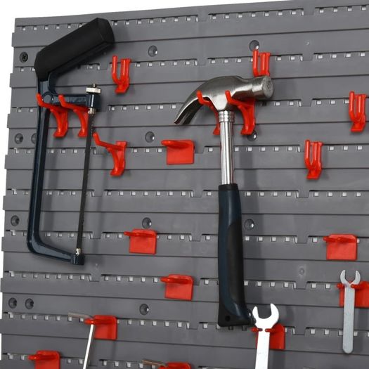 54 Pcs On-Wall Tool Equipment Holding Pegboard Home DIY Garage Organiser DIY w/ 50 Pegs 2 Shelves (FREE POSTAGE)
