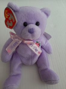 New collectable Love to Mum purple beanie bear tag attached