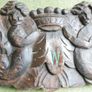 Antique Wood Carved Putti Cherub Figural Wall Plaque Panel Image 2