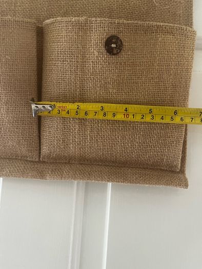 Rustic Burlap Wall Organizer Vintage Style Hanging Storage with Wooden Accents