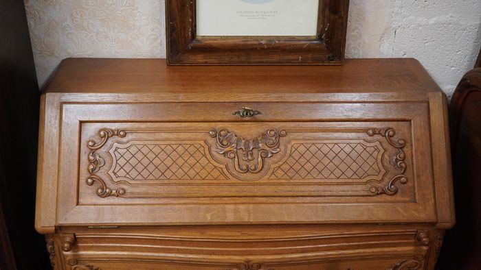 French Oak Bow Front Bureau