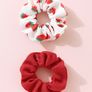 Strawberry Print Scrunchies Set Image 2