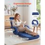 Floor Chair, 5 Adjustable Positions Folding Floor Gaming Chair with Back Support, Armrests, and Cushion, Sturdy Metal Frame with Recycled Foam and Linen Fabric, for Reading, Relaxing, Dark Blue Image 2