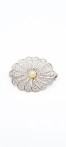 925 Vintage Sterling Silver Filigree Brooch