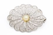 925 Vintage Sterling Silver Filigree Brooch