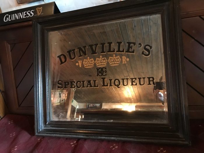 Dunvilles Three Crown Whisky Advertising Pub Mirror 740mm x 640mm