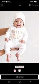 1 to 3 months hello world baby grow and matching hat