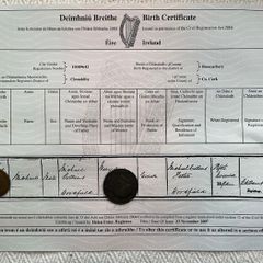 Michael Collins - Irish Hero - Birth Certificate