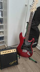 Bundle Like New: Fender Squier HSS, Epiphone Amp, Cover, Stand and Cover