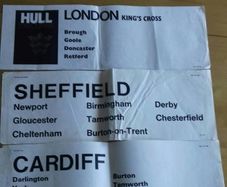 British Railways 1970s Passenger coach destination label's