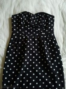REDUCED !!...Strapless Polka Dot Dress Black & White Size 14