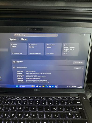 Dell Latitude 5400 Laptop i5/16GB/256SSD/FHD