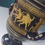 Vintage Greek Handmade Cobalt Blue 24k Hold Trim Vase Image 2