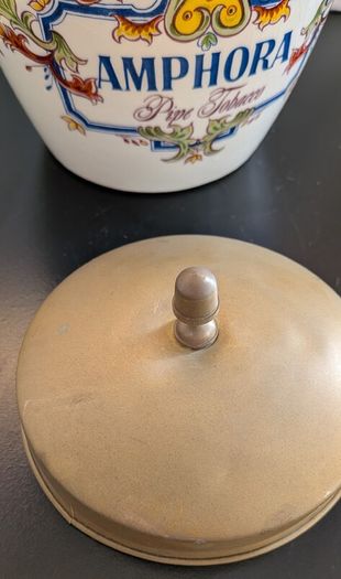 Zenith Gouda 1749 Amphora Pipe Tobacco Jar Humidor Brass Lid Holland c1950
