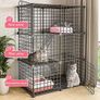 3 Tier Pet Playpen DIY Small Animal Cage Guinea Pig Rabbits Hamster Bunny Puppy Cat Metal Exercise Fence Enclosure Run Cage Metal with 3 Doors 2 Ladders 24 Panels Black 109 x 75 x 39 cm Image 7