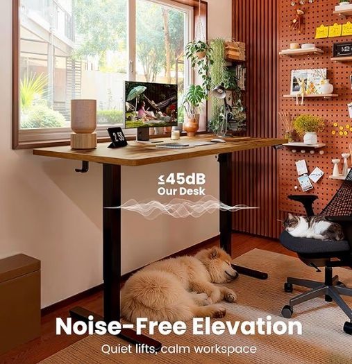 Electric Standing Desk Height Adjustable 120 x 60cm, Sit Stand Desk with 4 Memory Smart Pannel for Home Office with Splice Board