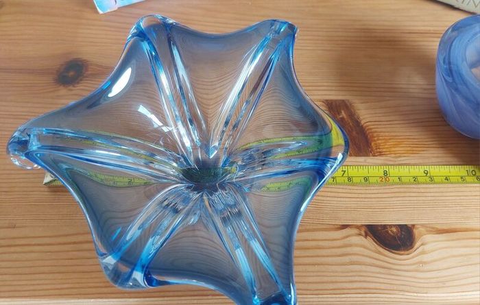 Fabulous Pair of Two Vintage Small Hand-Blown Art Glass Pieces in Shades of Bright Blue and Cornflower Blue, Sold as a Pair