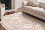160x230cm,Large Washable Pink Rug with Non-Slip Backing,Boho Short Pile Soft Carpet for Home Office &amp; Dining Room