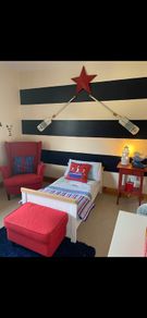 Nautical themed Nursery Contents including Mamas and Papas Cotbed with brand new mattress