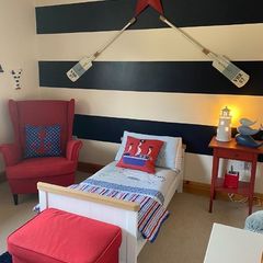 Nautical themed Nursery Contents including Mamas and Papas Cotbed with brand new mattress