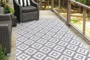 XL Flat woven  Grey Weatherproof Outdoor / indoor  Rug, 240 x 340 cm, Diamond Effect, Water-Repellent Balcony Rug, Indoor and Outdoor Rugs for the Patio, Garden, Kitchen, Bathroom or Living Room