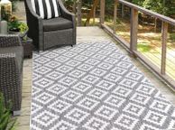 main image for ad XL Flat woven  Grey Weatherproof Outdoor / indoor  Rug, 240 x 340 cm, Diamond Effect, Water-Repellent Balcony Rug, Indoor and Outdoor Rugs for the Patio, Garden, Kitchen, Bathroom or Living Room