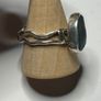 Handmade sterling silver wave ring with blue sea glass size T 1/2 Image 2