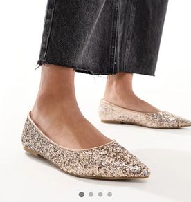 Glitter rose gold flats uk6