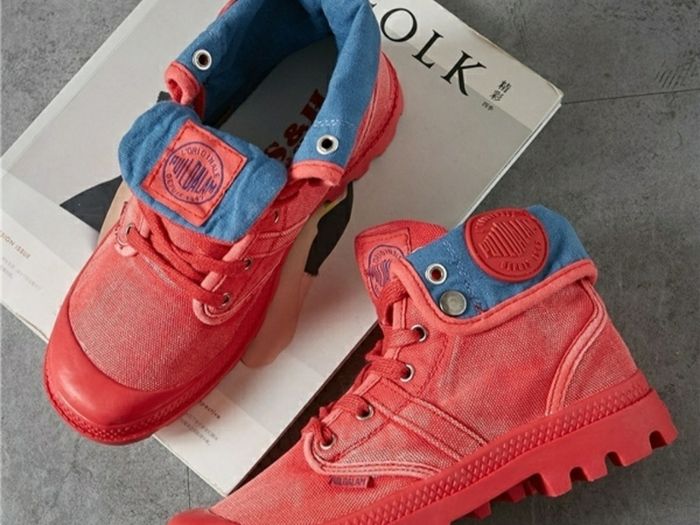 Casual Sport Style Red Denim Ankle boots,size 39