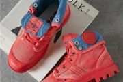 Casual Sport Style Red Denim Ankle boots,size 39