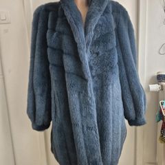 Steel Blue Vintage Fur Coat