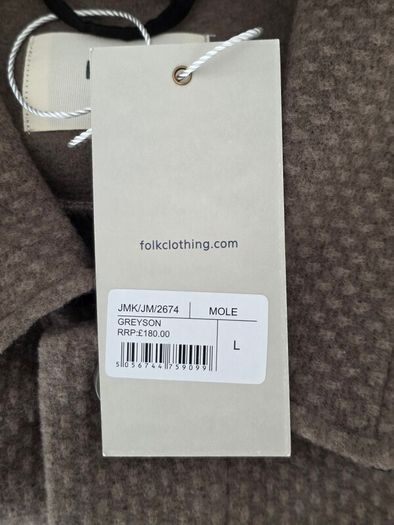 Folk Men's Greyson Waffle knit Mole Overshirt Size Large