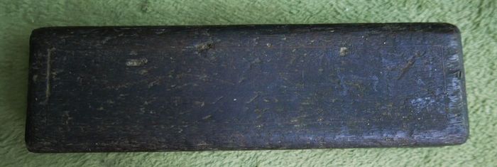 Antique Big Knife Sharpening Fine Stone With Wooden Case.