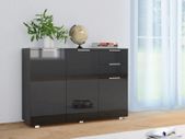 Sideboard High Gloss Black 107x35x76 cm