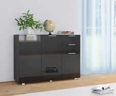 Sideboard High Gloss Black 107x35x76 cm