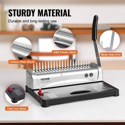 Binding Machine, Comb Binding Machine 21-Holes Binding 450 Sheets, Book Binder Machine with 100 PCS 9.53 mm Comb Binding Spines, for Letter Size, A4, A5