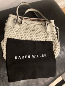 Karen Millen Light Grey Woven Leather Handbag