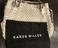 Karen Millen Light Grey Woven Leather Handbag