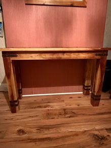 Rustic wooden console table - solid timber with metal details