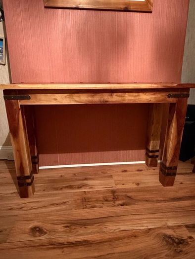 Rustic wooden console table - solid timber with metal details