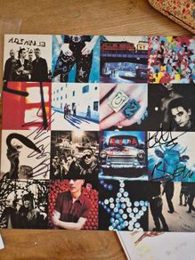 U2 Achtung Baby original pressing Promo vinyl  signed by Bono, Edge and Adam
