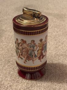 vintage Colibri Florentine ceramic table lighter