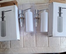 2 x Stainless Steel top pump and steel fittings not plastic Under Counter Liquid Soap Hand Wash Dispensers