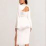 CLUB L Zaina White Long Sleeve Midi Dress With High Neckline Size 14! Image 2