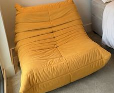 Togo Style Lounge Chair Mustard Yellow Velvet